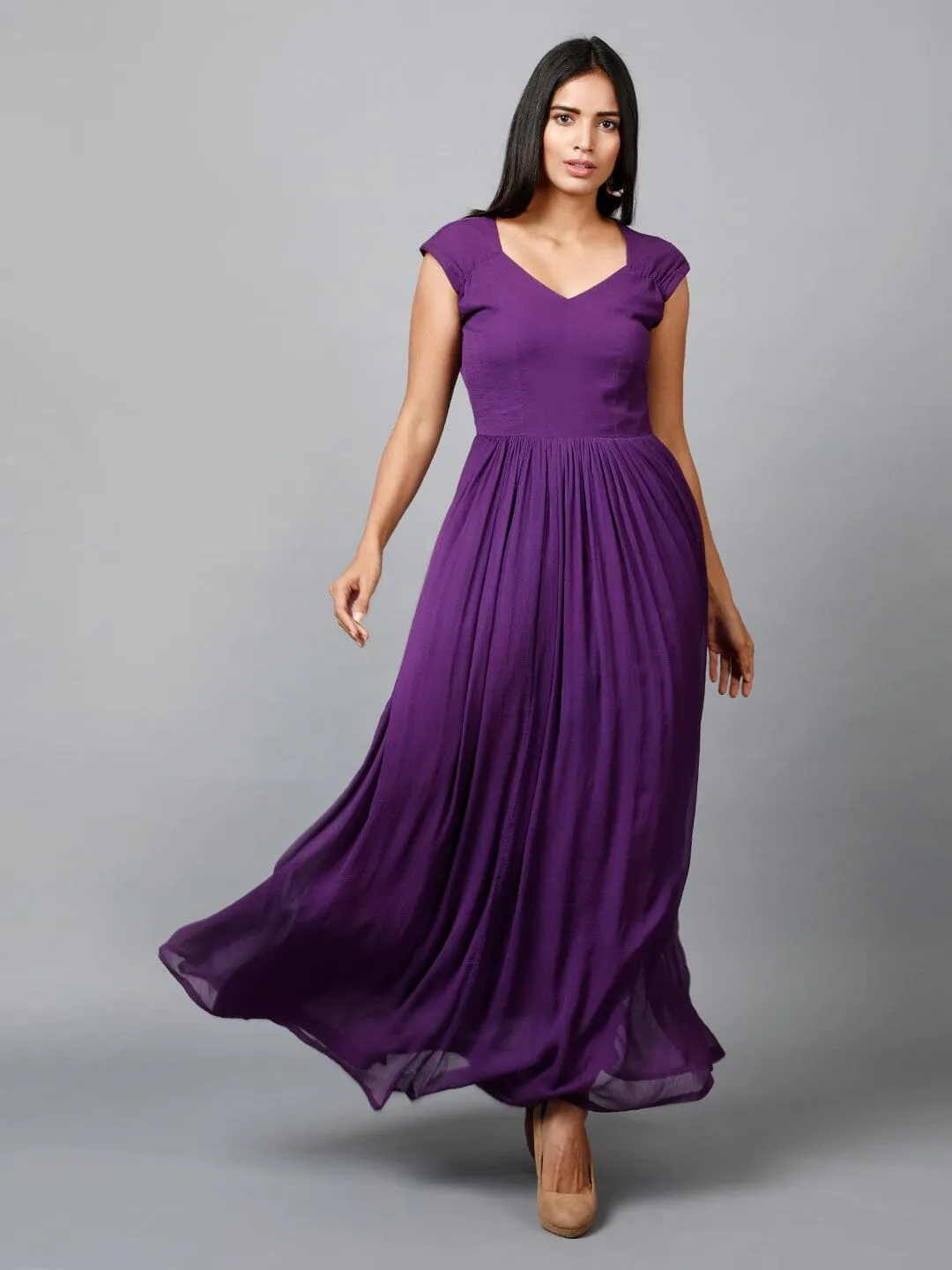 Women's Drape Chiffon Party/ Evening/ Gown in Purple