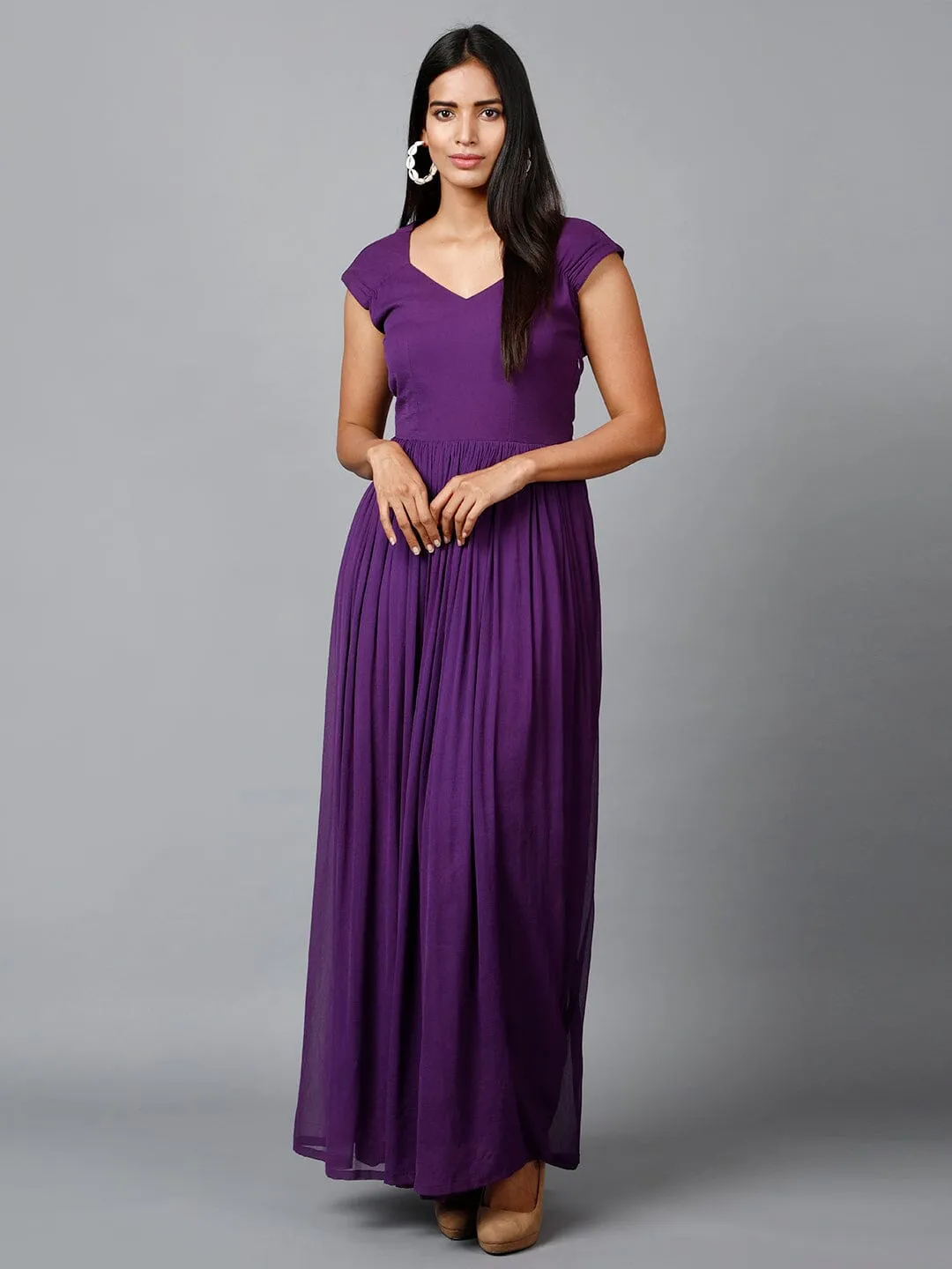 Women's Drape Chiffon Party/ Evening/ Gown in Purple