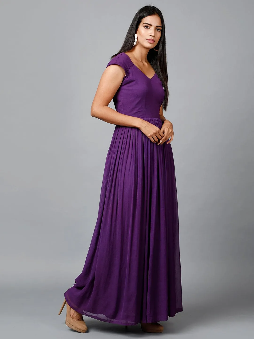 Women's Drape Chiffon Party/ Evening/ Gown in Purple