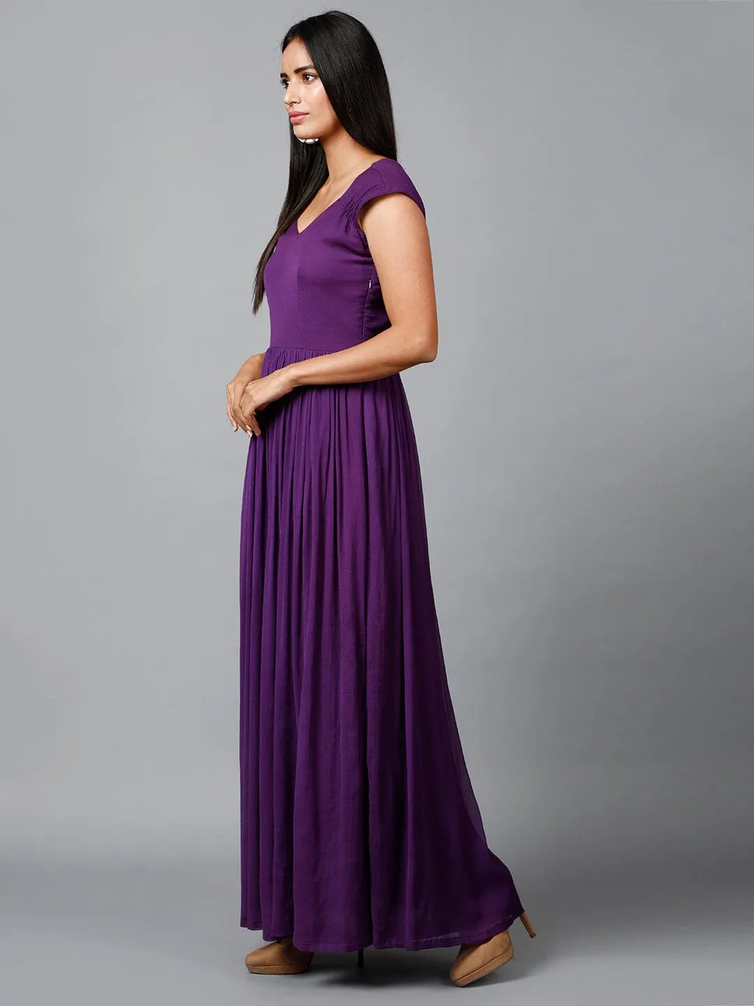 Women's Drape Chiffon Party/ Evening/ Gown in Purple