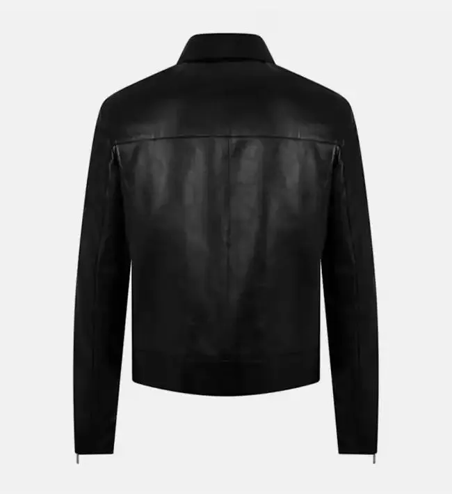 Women's Minimal Black Leather Jacket