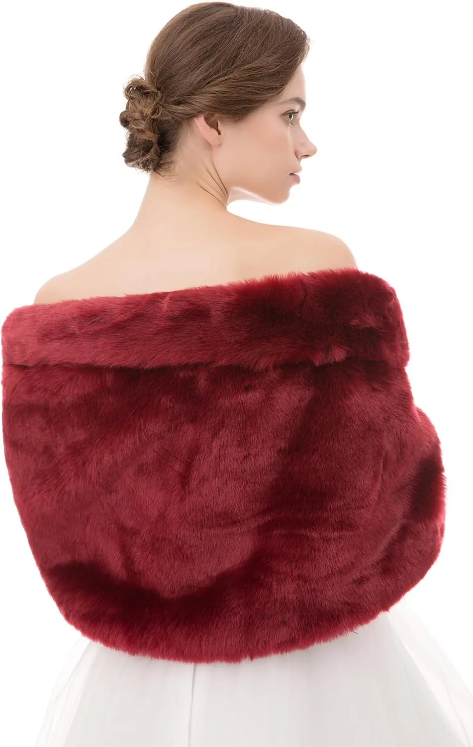 WOWBRIDAL Women's Winter Warm Faux Fur Shawl Coat Jacket Parka Outerwear Tops